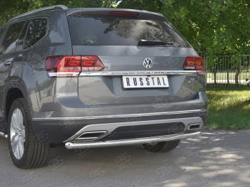 11 999 р. Защита заднего бампера (Ø63 мм, нержавейка) Russtal Volkswagen Teramont CA1 дорестайлинг (2016-2020). Увеличить фотографию 4