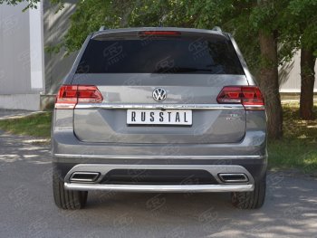 11 999 р. Защита заднего бампера (Ø63 мм, нержавейка) Russtal Volkswagen Teramont CA1 дорестайлинг (2016-2020). Увеличить фотографию 1