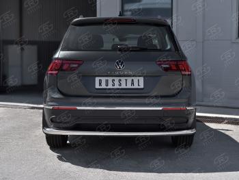 13 999 р. Защита заднего бампера (Ø63 мм, нержавейка, NOT R-LINE) Russtal Volkswagen Tiguan Mk2 рестайлинг (2020-2022). Увеличить фотографию 2