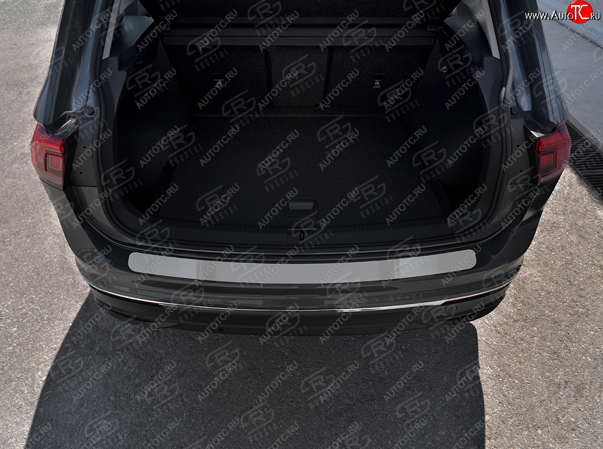 1 649 р. Защитная накладка заднего бампера Russtal  Volkswagen Tiguan  Mk2 (2020-2022) (поверхность шлифованная)