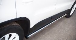 14 849 р. Защита порогов из круглой трубы диаметром 63 мм (Track & Field) Russtal  Volkswagen Tiguan  NF (2011-2017) (Защита порогов с со скосами на торцах (вариант 1)). Увеличить фотографию 5