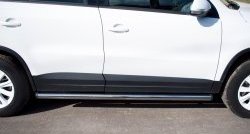 14 849 р. Защита порогов из круглой трубы диаметром 63 мм (Track & Field) Russtal  Volkswagen Tiguan  NF (2011-2017) (Защита порогов с со скосами на торцах (вариант 1)). Увеличить фотографию 7