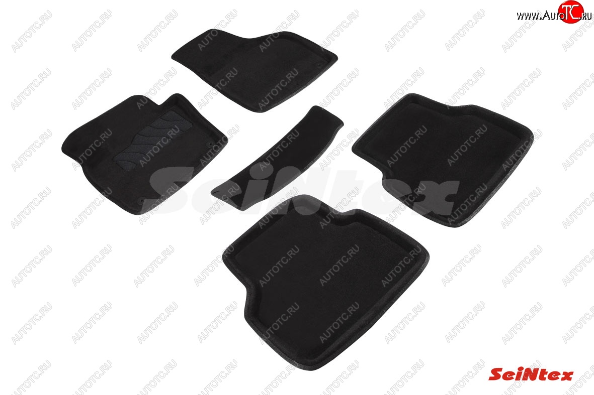 5 249 р. Комплект ворсовых ковриков в салон Seintex (3D)  Volkswagen Tiguan  NF (2011-2017) (Черный)