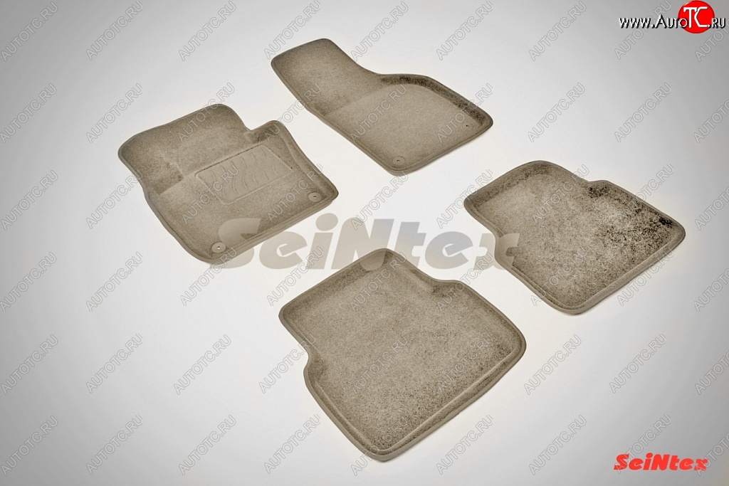 4 499 р. Износостойкие коврики в салон SeiNtex Premium 3D 4 шт. (ворсовые, бежевые)  Volkswagen Tiguan  NF (2006-2017)