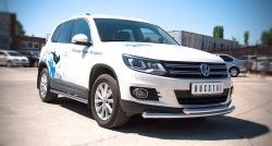 20 499 р. Защита переднего бампера (2 трубыØ63 мм, нержавейка) SLITKOFF  Volkswagen Tiguan  NF (2011-2017) рестайлинг. Увеличить фотографию 3