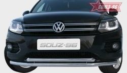 Защита переднего бампера двойная Souz-96 (d60/60) Volkswagen Tiguan NF рестайлинг (2011-2017)