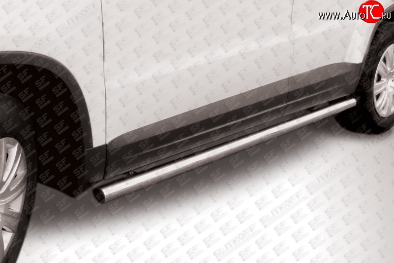 15 649 р. Защита порогов из круглой трубы диаметром 57 мм Slitkoff  Volkswagen Tiguan  NF (2011-2017) (Цвет: нержавеющая полированная сталь)