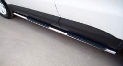 Защита порогов для ног из овальной трубы диаметром 75x42 мм с пластиковыми накладками (Track & Field) Russtal Volkswagen Tiguan NF рестайлинг (2011-2017)