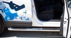 18 799 р. Защита порогов с пластиковыми вставками для ног из круглой трубы диаметром 76 мм (Sport & Style) Russtal  Volkswagen Tiguan  NF (2011-2017) (Защита порогов с со скосами на торцах (вариант 1)). Увеличить фотографию 3