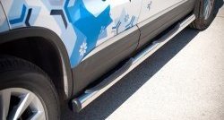 18 799 р. Защита порогов с пластиковыми вставками для ног из круглой трубы диаметром 76 мм (Sport & Style) Russtal  Volkswagen Tiguan  NF (2011-2017) (Защита порогов с со скосами на торцах (вариант 1)). Увеличить фотографию 5