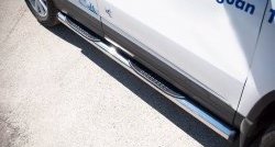 18 799 р. Защита порогов с пластиковыми вставками для ног из круглой трубы диаметром 76 мм (Sport & Style) Russtal  Volkswagen Tiguan  NF (2011-2017) (Защита порогов с со скосами на торцах (вариант 1)). Увеличить фотографию 6