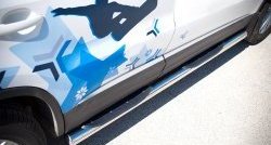 18 799 р. Защита порогов с пластиковыми вставками для ног из круглой трубы диаметром 76 мм (Sport & Style) Russtal  Volkswagen Tiguan  NF (2011-2017) (Защита порогов с со скосами на торцах (вариант 1)). Увеличить фотографию 9