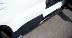 18 799 р. Защита порогов с пластиковыми вставками для ног из круглой трубы диаметром 76 мм (Track & Field) Russtal  Volkswagen Tiguan  NF (2011-2017) (Защита порогов с со скосами на торцах (вариант 1)). Увеличить фотографию 10