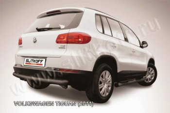 7 199 р. Защита задняя Slitkoff Volkswagen Tiguan NF рестайлинг (2011-2017) (Цвет: серебристый). Увеличить фотографию 1