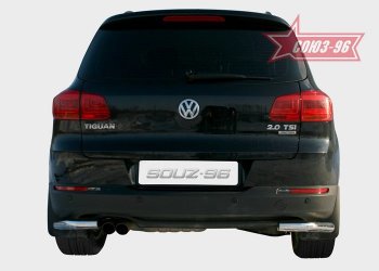 13 949 р. Защита заднего бампера из боковых уголков Souz-96 (d60) Volkswagen Tiguan NF рестайлинг (2011-2017). Увеличить фотографию 1