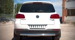9 249 р. Одинарная защита заднего бампера из трубы диаметром 76 мм (Sport & Style) Russtal  Volkswagen Tiguan  NF (2011-2017). Увеличить фотографию 1