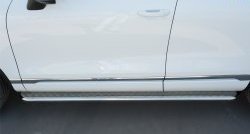 22 749 р. Широкая защита порогов Russtal Volkswagen Touareg NF рестайлинг (2014-2018) (Поверхность листа (вариант 1)). Увеличить фотографию 3