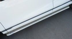 22 749 р. Широкая защита порогов Russtal Volkswagen Touareg NF рестайлинг (2014-2018) (Поверхность листа (вариант 1)). Увеличить фотографию 1