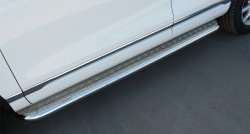 16 999 р. Широкая защита порогов Russtal  Volkswagen Touareg  NF (2014-2018) (Поверхность листа (вариант 1)). Увеличить фотографию 1