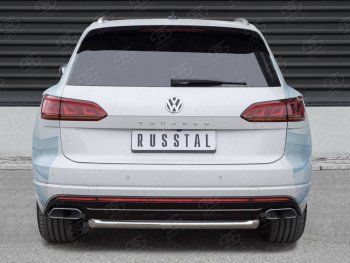 11 999 р. Защита заднего бампера (Ø63 мм, нержавейка) Russtal Volkswagen Touareg CR (2018-2024). Увеличить фотографию 1