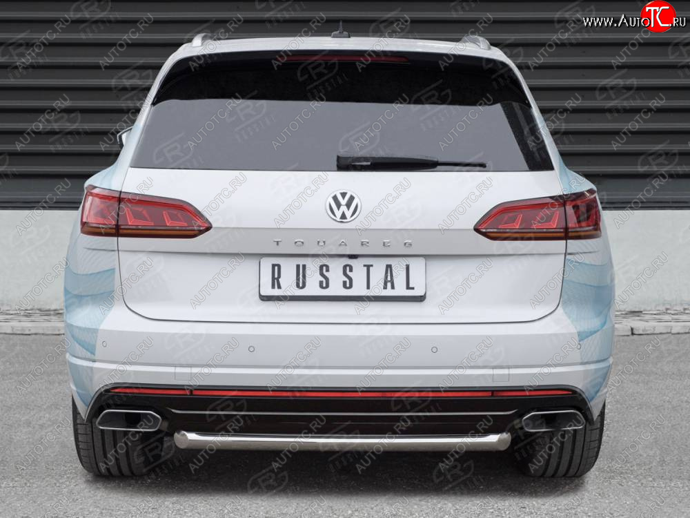 11 999 р. Защита заднего бампера (Ø63 мм, нержавейка) Russtal Volkswagen Touareg CR (2018-2024)