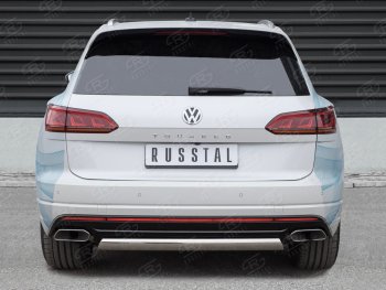 Защита заднего бампера (Ø75х42 мм, нержавейка) Russtal Volkswagen Touareg CR (2018-2024)
