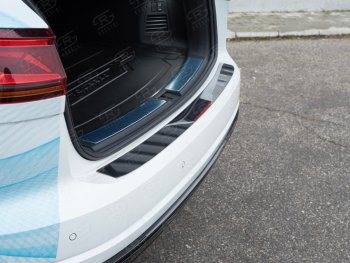2 199 р. Защитная накладка заднего бампера Russtal Volkswagen Touareg CR (2018-2024) (нержавейка полированная). Увеличить фотографию 3