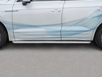 22 749 р. Пороги Russtal d42 с листом  Volkswagen Touareg  CR (2018-2024) (лист алюминий, проф. нержавейка). Увеличить фотографию 2
