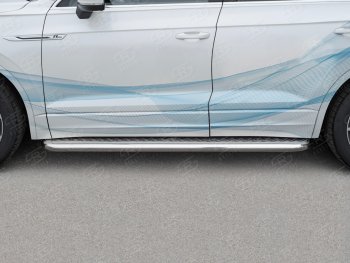 26 699 р. Пороги Russtal d63 с листом  Volkswagen Touareg  CR (2018-2024) (лист алюминий, проф. нержавейка). Увеличить фотографию 2
