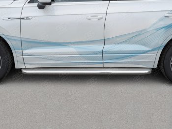32 649 р. Пороги Russtal d63 с листом  Volkswagen Touareg  CR (2018-2024) (лист нержавейка, проф. нержавейка). Увеличить фотографию 2