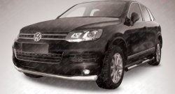 13 999 р. Одинарная защита переднего бампера диаметром 76 мм Slitkoff  Volkswagen Touareg  NF (2010-2014) (Цвет: нержавеющая полированная сталь). Увеличить фотографию 1