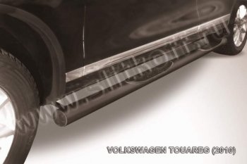 13 999 р. Защита порогов Slitkoff  Volkswagen Touareg  NF (2010-2014) (Цвет: серебристый). Увеличить фотографию 1