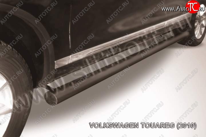 11 849 р. Защита порогов (Ø76 мм, окрашенная) Slitkoff  Volkswagen Touareg  NF (2010-2014) (Цвет: серебристый)