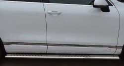 29 699 р. Защита порогов с круглыми вставками для ног из овальной трубы диаметром 120x60 мм Russtal  Volkswagen Touareg  NF (2010-2014). Увеличить фотографию 2