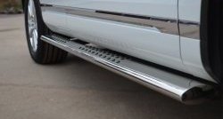 29 699 р. Защита порогов с круглыми вставками для ног из овальной трубы диаметром 120x60 мм Russtal  Volkswagen Touareg  NF (2010-2014). Увеличить фотографию 3