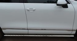 20 749 р. Защита порогов с круглыми вставками для ног из овальной трубы диаметром 75x42 мм Russtal  Volkswagen Touareg  NF (2010-2014). Увеличить фотографию 2