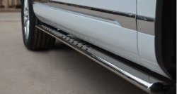 20 749 р. Защита порогов с круглыми вставками для ног из овальной трубы диаметром 75x42 мм Russtal  Volkswagen Touareg  NF (2010-2014). Увеличить фотографию 4