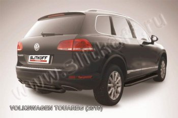8 299 р. Защита задняя Slitkoff  Volkswagen Touareg  NF (2010-2014) (Цвет: серебристый). Увеличить фотографию 1