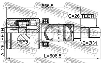 8 299 р. Правый шрус внутренний передний Febest (26X31X26) Volvo V60 (2010-2018). Увеличить фотографию 2