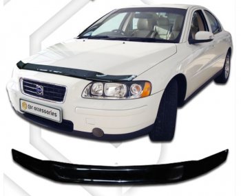 2 079 р. Дефлектор капота CA Plastic  Volvo S60  RS,RH седан (2000-2010) (Classic черный, Без надписи). Увеличить фотографию 1