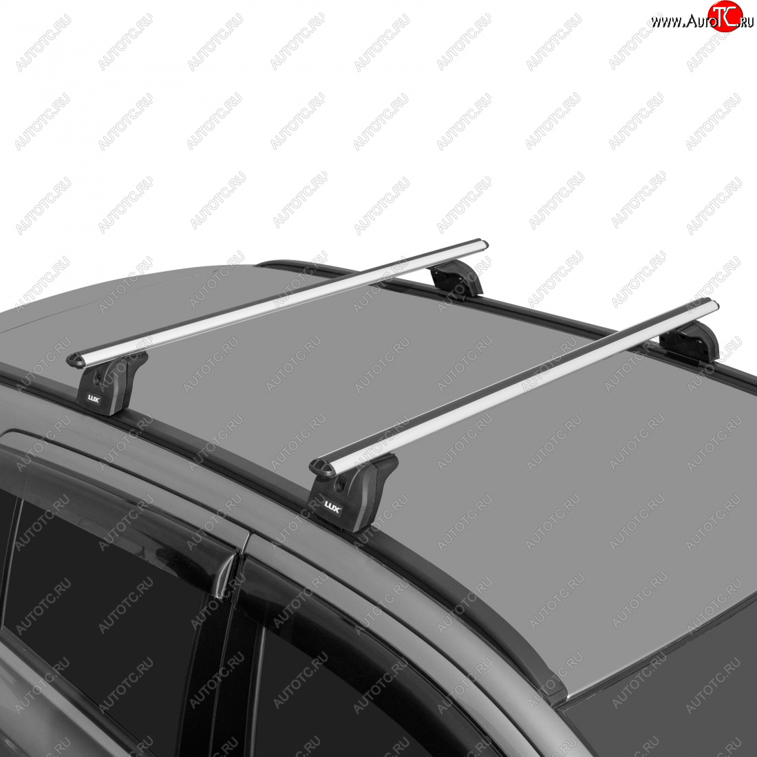 11 596 р. Багажник на крышу с низкими рейлингами сборе LUX  Volvo XC60 (2008-2017) (дуги аэро-классик 120 см, с замком, серебро)