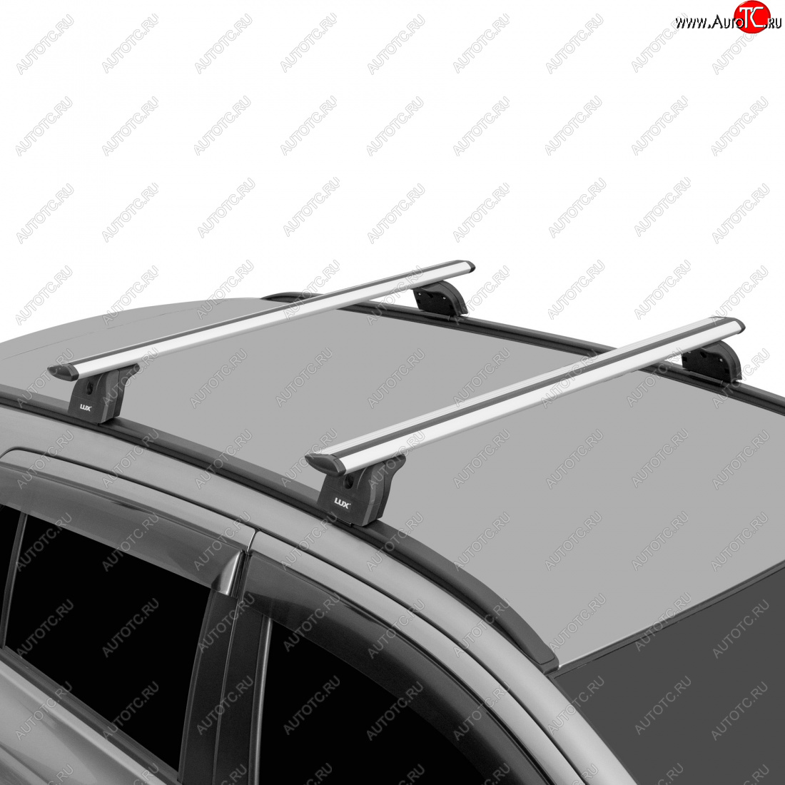 13 196 р. Багажник на крышу с низкими рейлингами сборе LUX  Volvo XC60 (2008-2017) (дуги аэро-трэвэл 120 см, с замком, серебро)