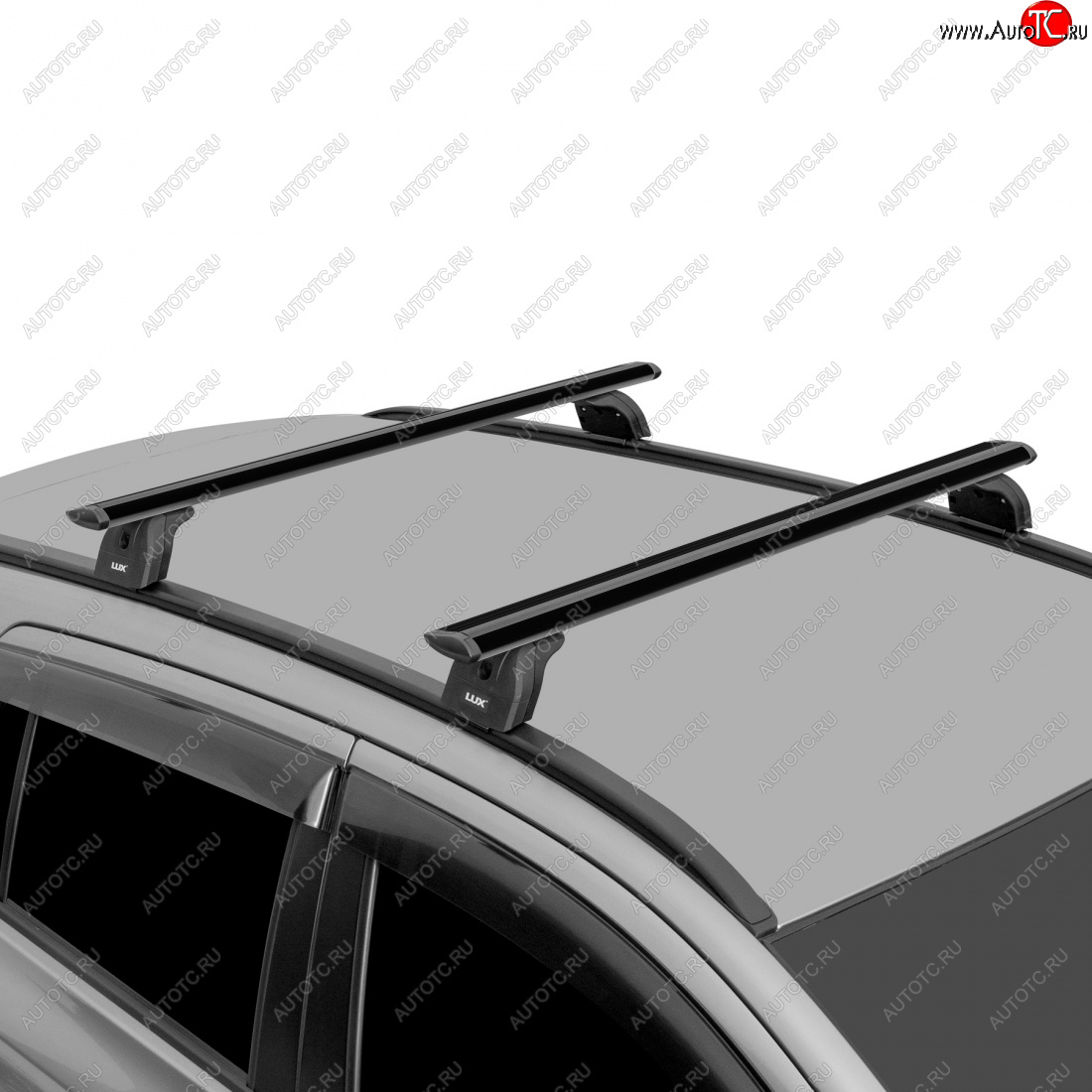 13 996 р. Багажник на крышу с низкими рейлингами сборе LUX  Volvo XC60 (2008-2017) (дуги аэро-трэвэл 120 см, с замком, черный)